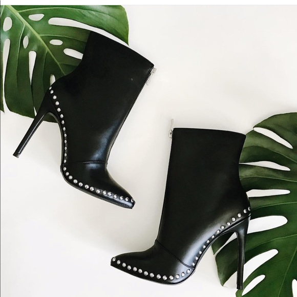 house of she Shoes - NWT - Black Ankle Stud High Heels w/ Zipper